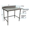 Bk Resources Stainless Steel Work Table With Open Base, 5" Rear Riser 48"Wx30"D VTTR5OB-4830
